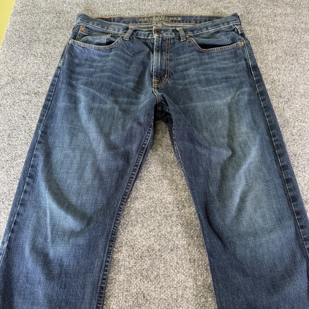 American Eagle Jeans Mens 36x32 Relaxed Straight Dark Tinted Indigo Denim 2015